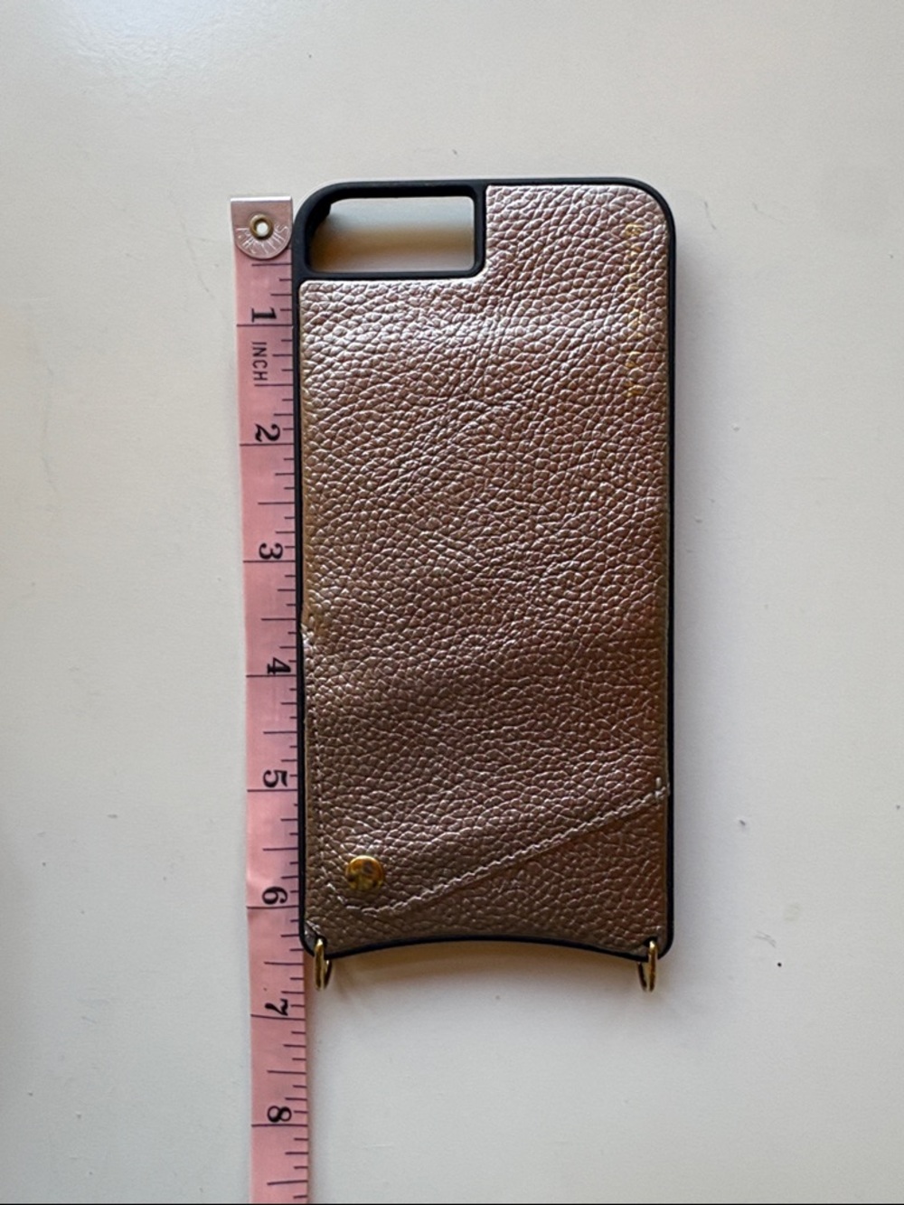 Bandolier Taupe Gold Leather Phone Case